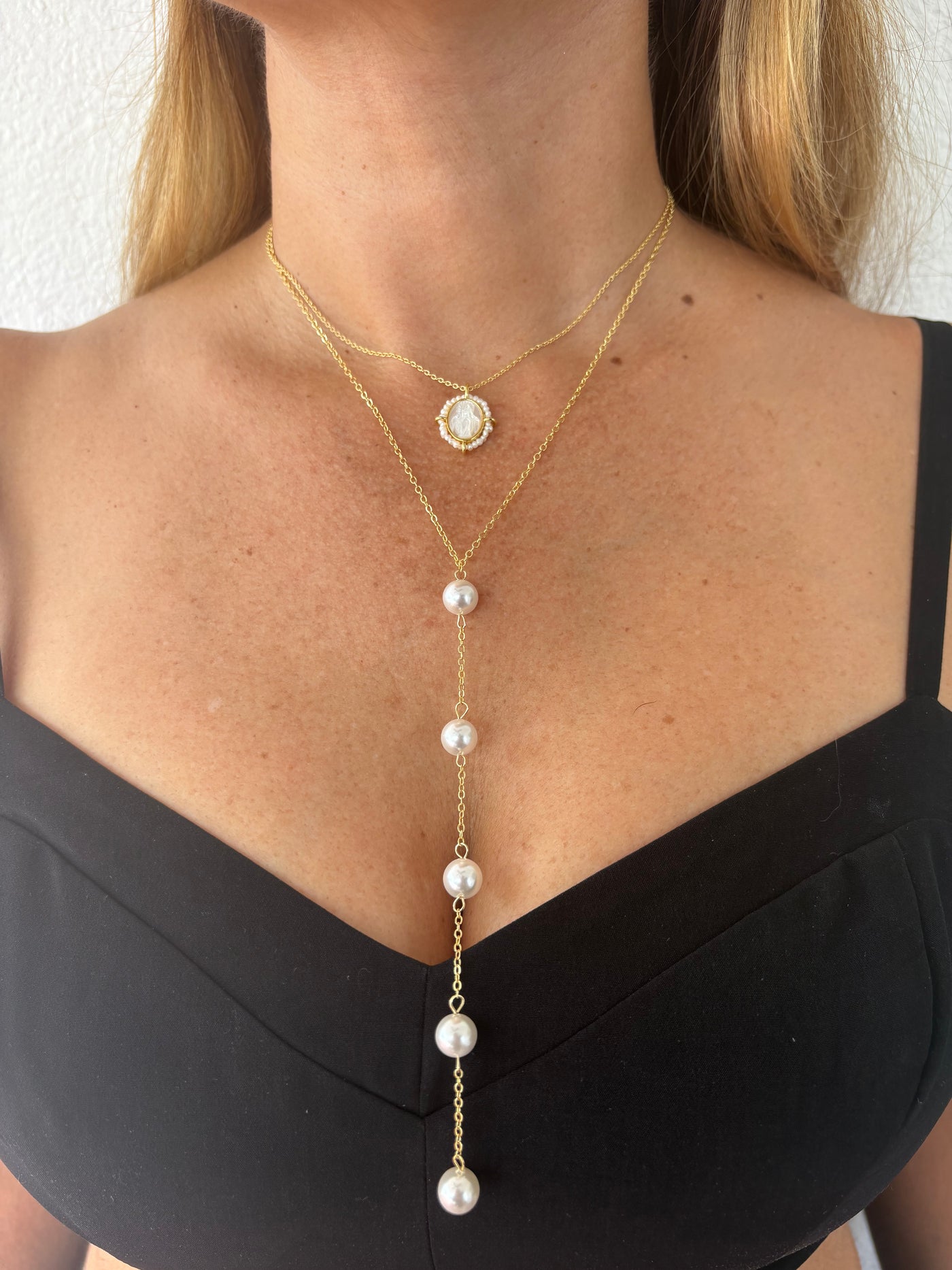 Collar largo tipo lariat Pearl Cascade