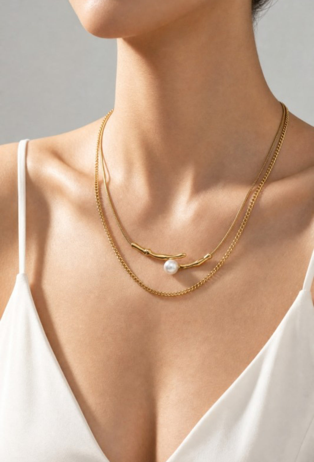 Collar en capas Luna Pearl - Dorado