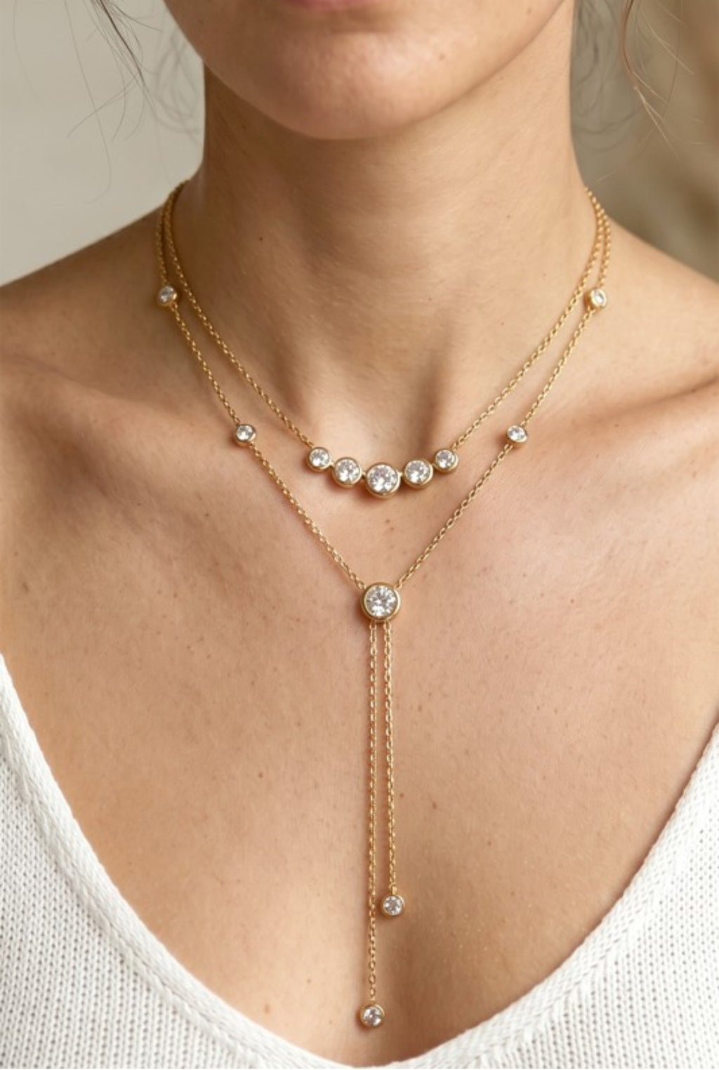 Vega Crystal Lariat Necklace