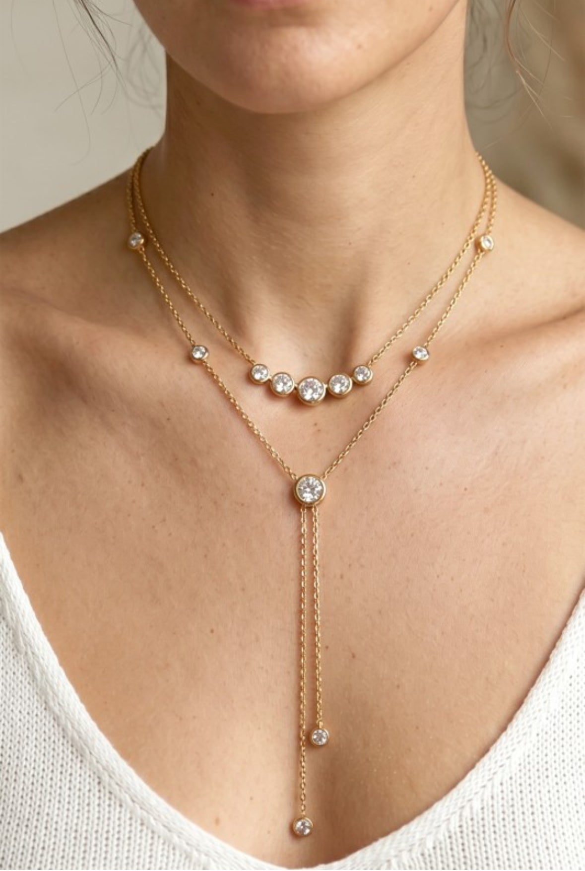 Vega Crystal Lariat Necklace