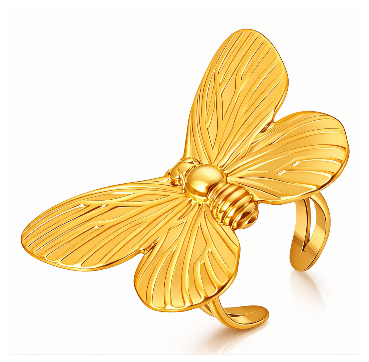 Golden Butterfly Adjustable Ring