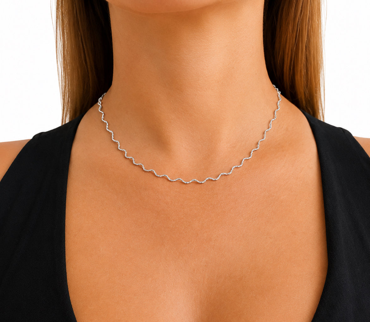 Ondine Wavy Necklace - Silver