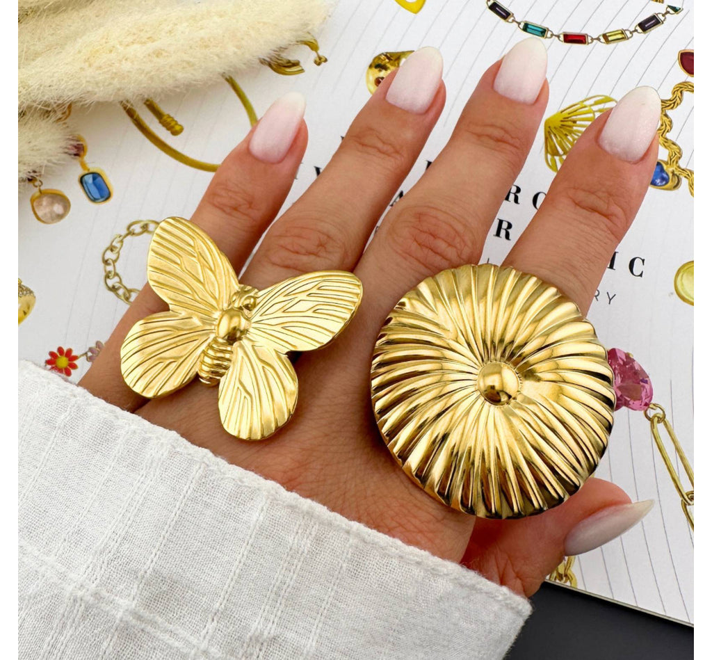 Golden Butterfly Adjustable Ring