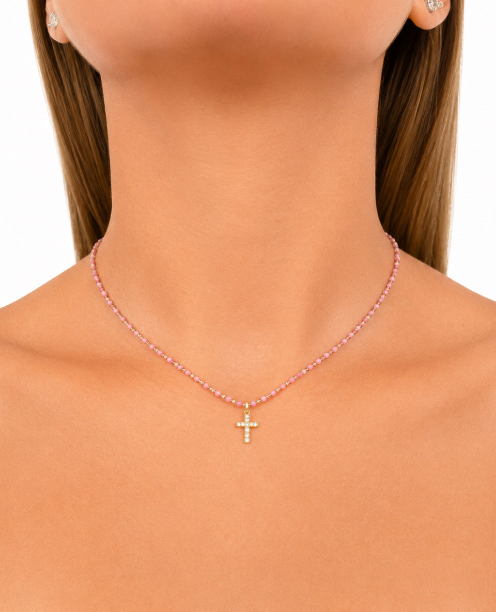 Pink Cross Necklace