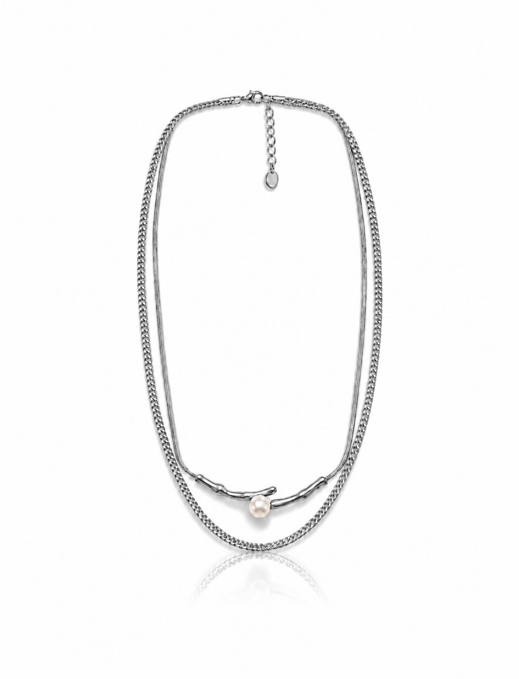 Luna Pearl Layered Necklace -silver