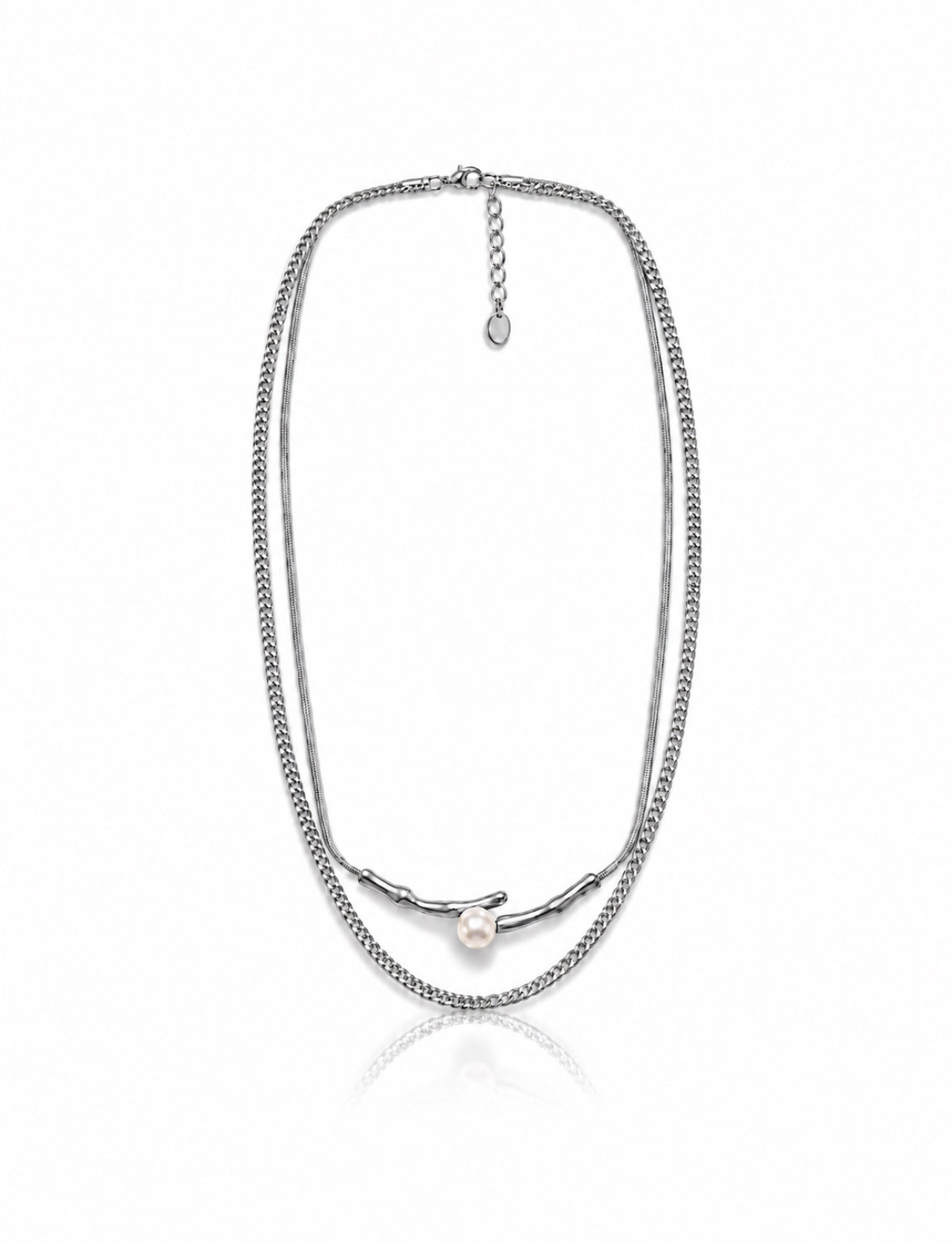 Luna Pearl Layered Necklace -silver