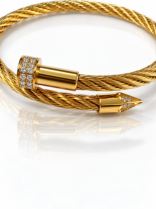Apex Gold Cable Rhinestone Bracelet