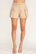 Capri Pleated Chain Shorts